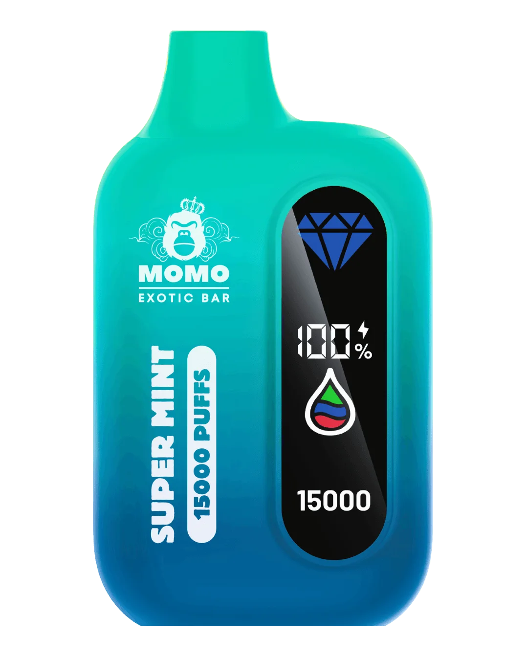 Momo product shot: the Super Mint Exotic Bar, 15000 puffs