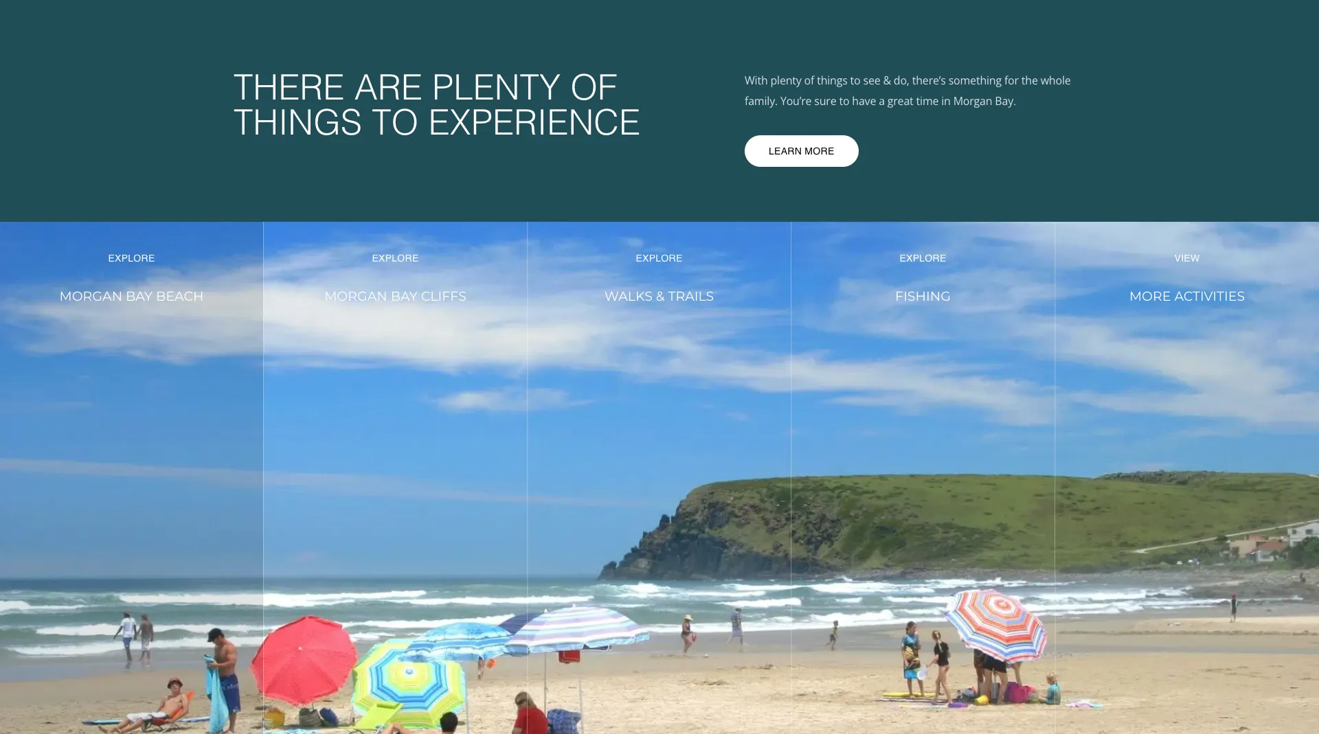 The things-to-experience section over a busy summer beach